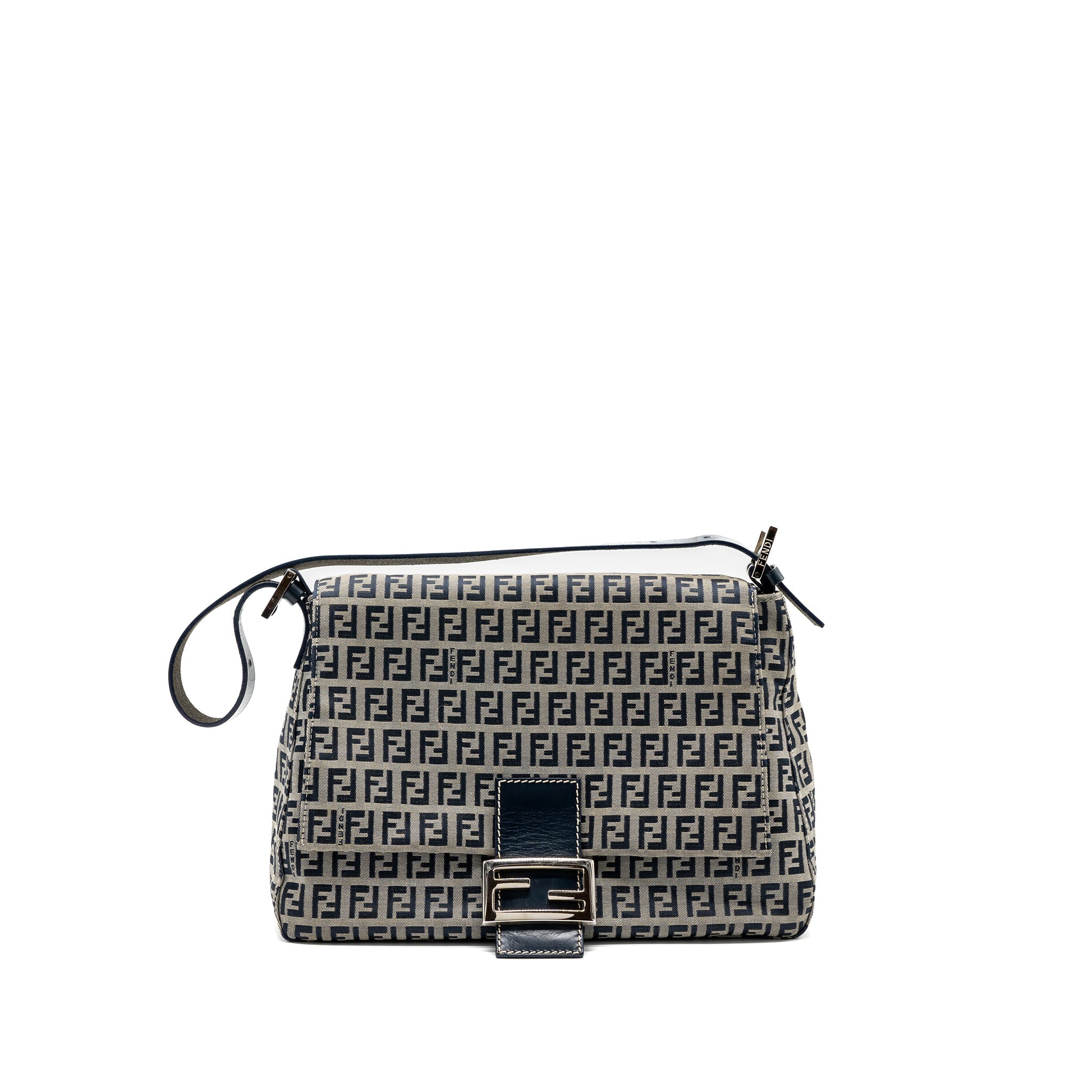FENDI ZUCCHINO MAMA FLAP BAG FF JACQUARD CANVAS GREY SHW