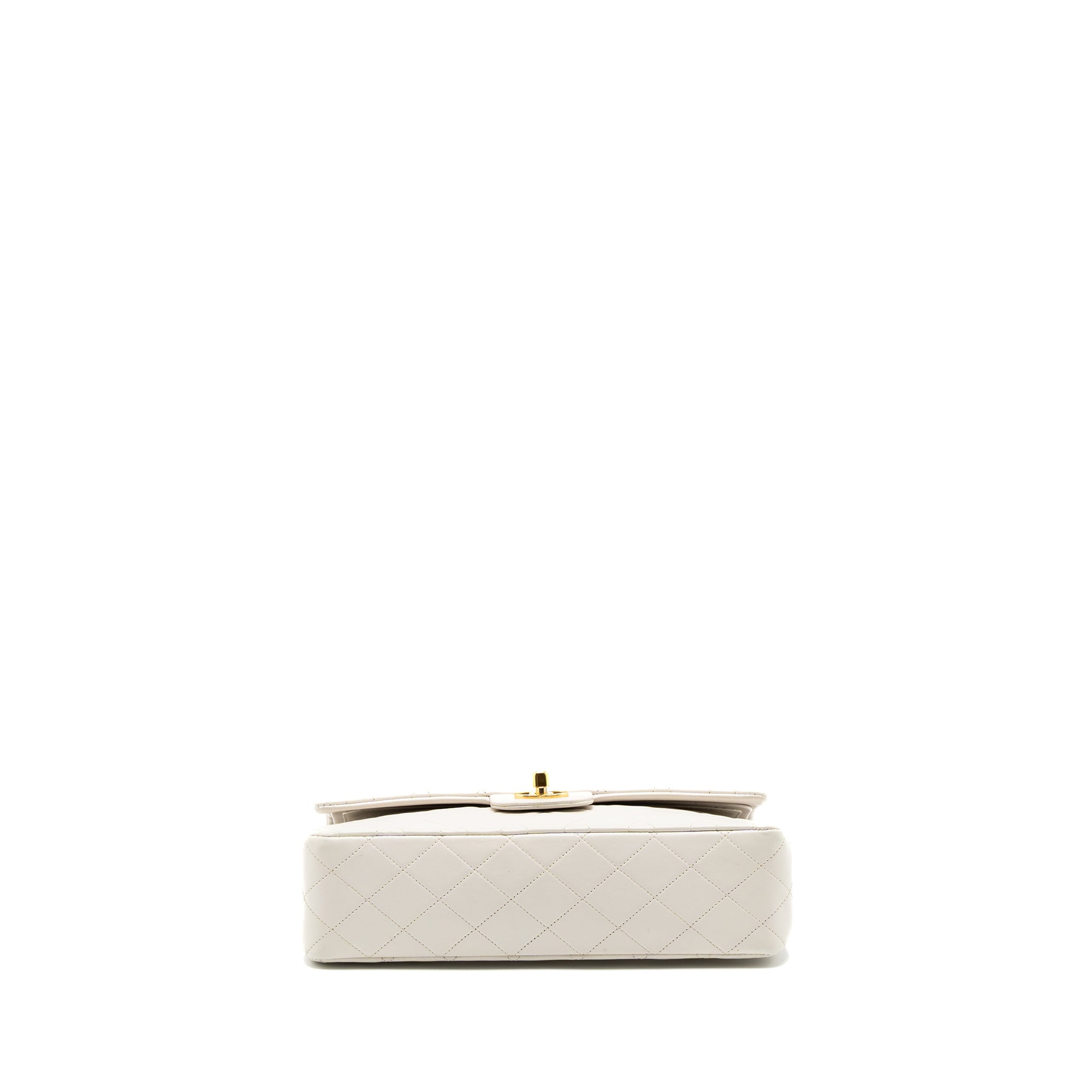 CHANEL VINTAGE MEDIUM CLASSIC DOUBLE FLAP BAG LAMBSKIN WHITE GHW