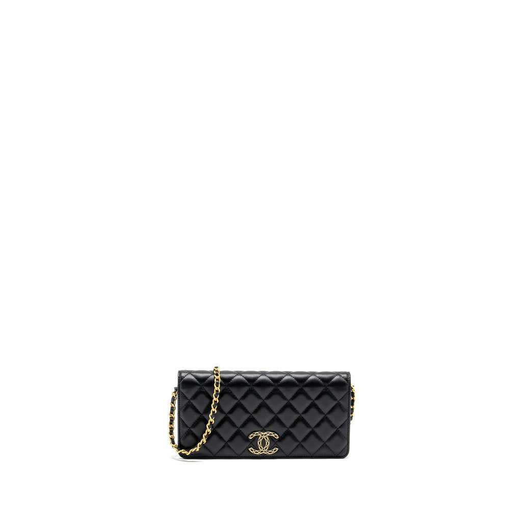 CHANEL 23A CLUTCH WITH CHAIN LAMBSKIN BLACK GHW (MICROCHIP)