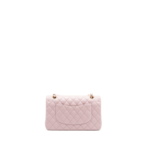 CHANEL 21S MEDIUM CLASSIC DOUBLE FLAP BAG CAVIAR LIGHT PINK LGWH