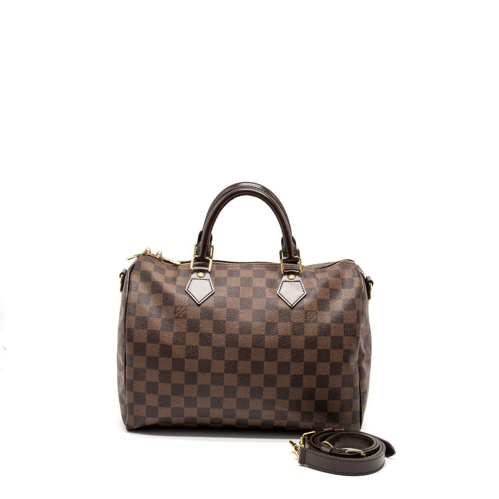 LOUIS VUITTON SPEEDY 30 BANDOULIERE DAMIER EBENE CANVAS GHW
