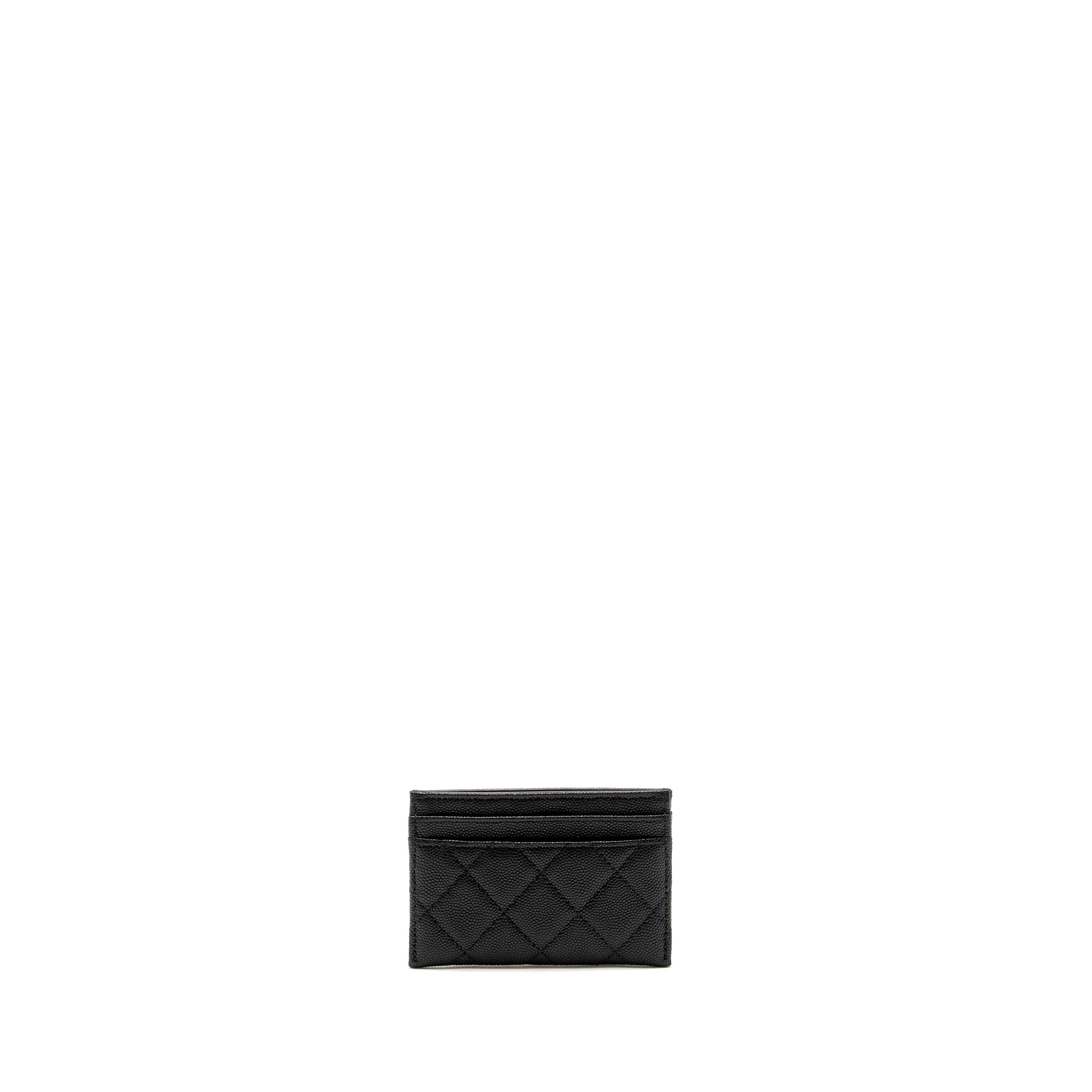 CHANEL DETAIL CC LOGO CARD HOLDER CAVIAR BLACK LGHW(MICROCHIP)