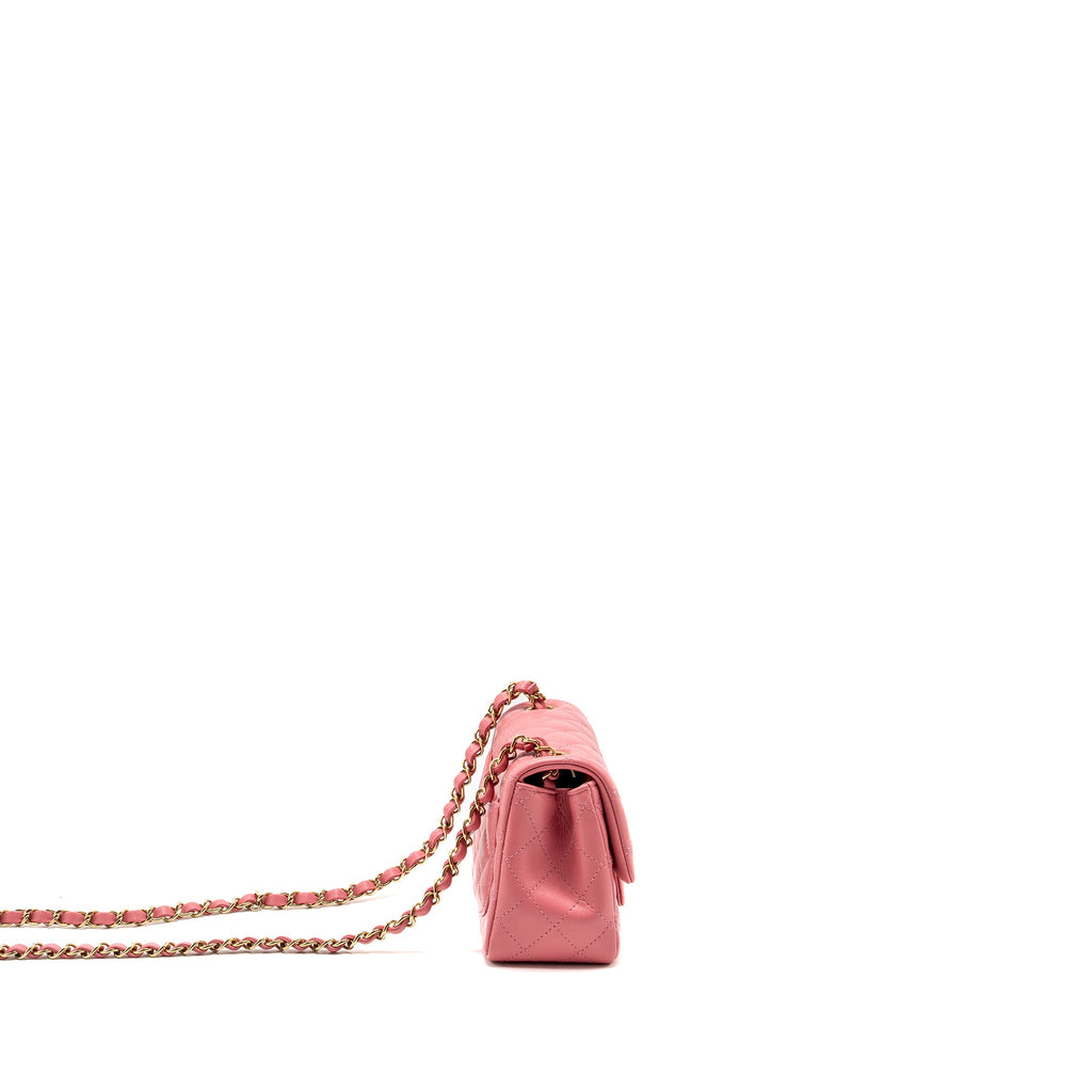 CHANEL MINI SQUARE FLAP BAG LAMBSKIN PINK LGHW (MICROCHIP)