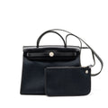 HERMES HERBAG 31 ZIP BAG CANVAS / HUNTER LEATHER BLACK SHW
