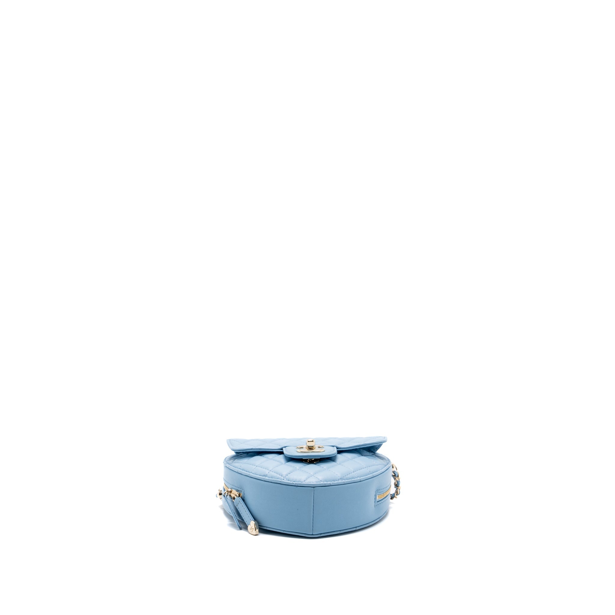 CHANEL HEART BAG LAMBSKIN LIGHT BLUE LGHW (MICROCHIP)