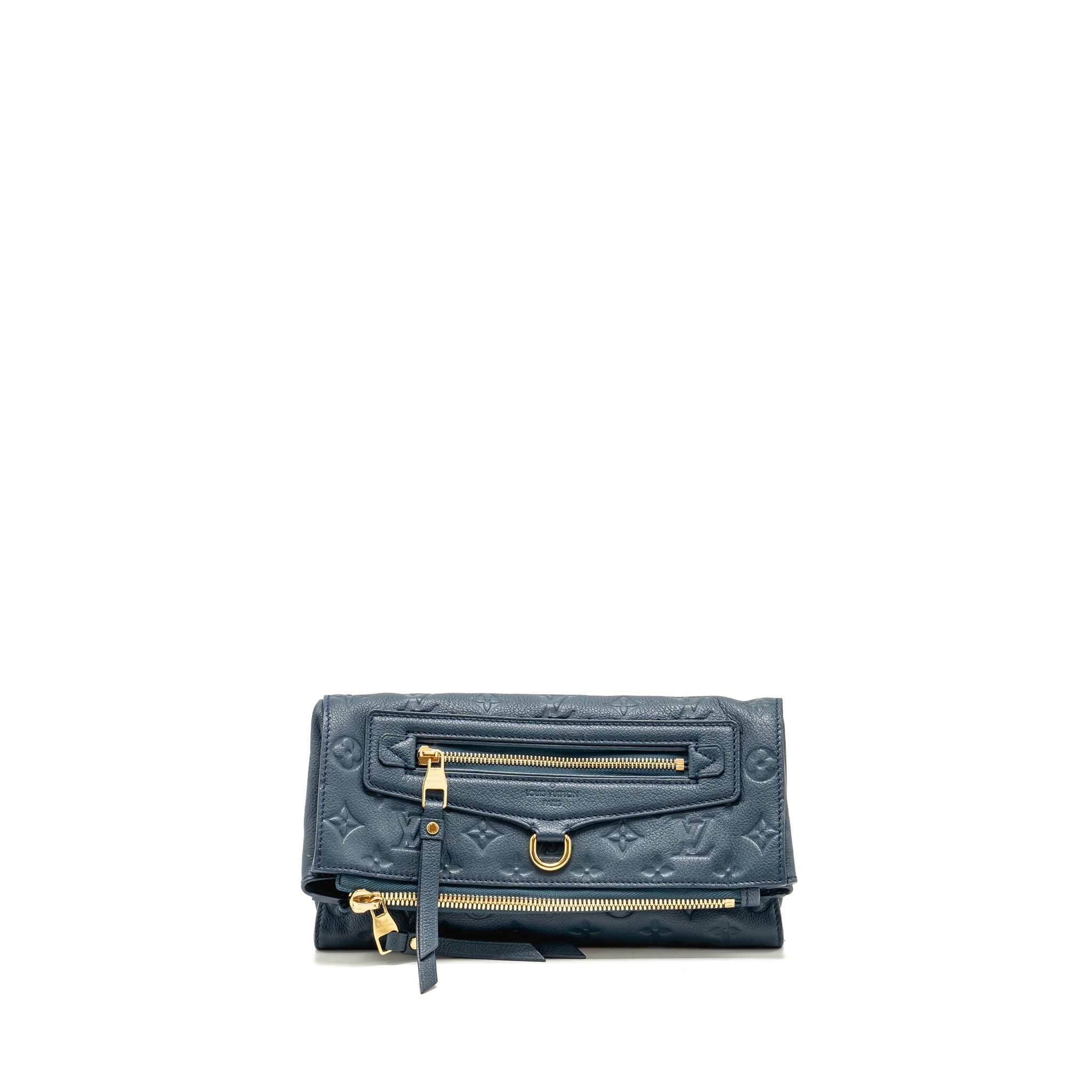 LOUIS VUITTON PETILLANTE CLUTCH MONOGRAM EMPREINTE LEATHER DARK BLUE GHW