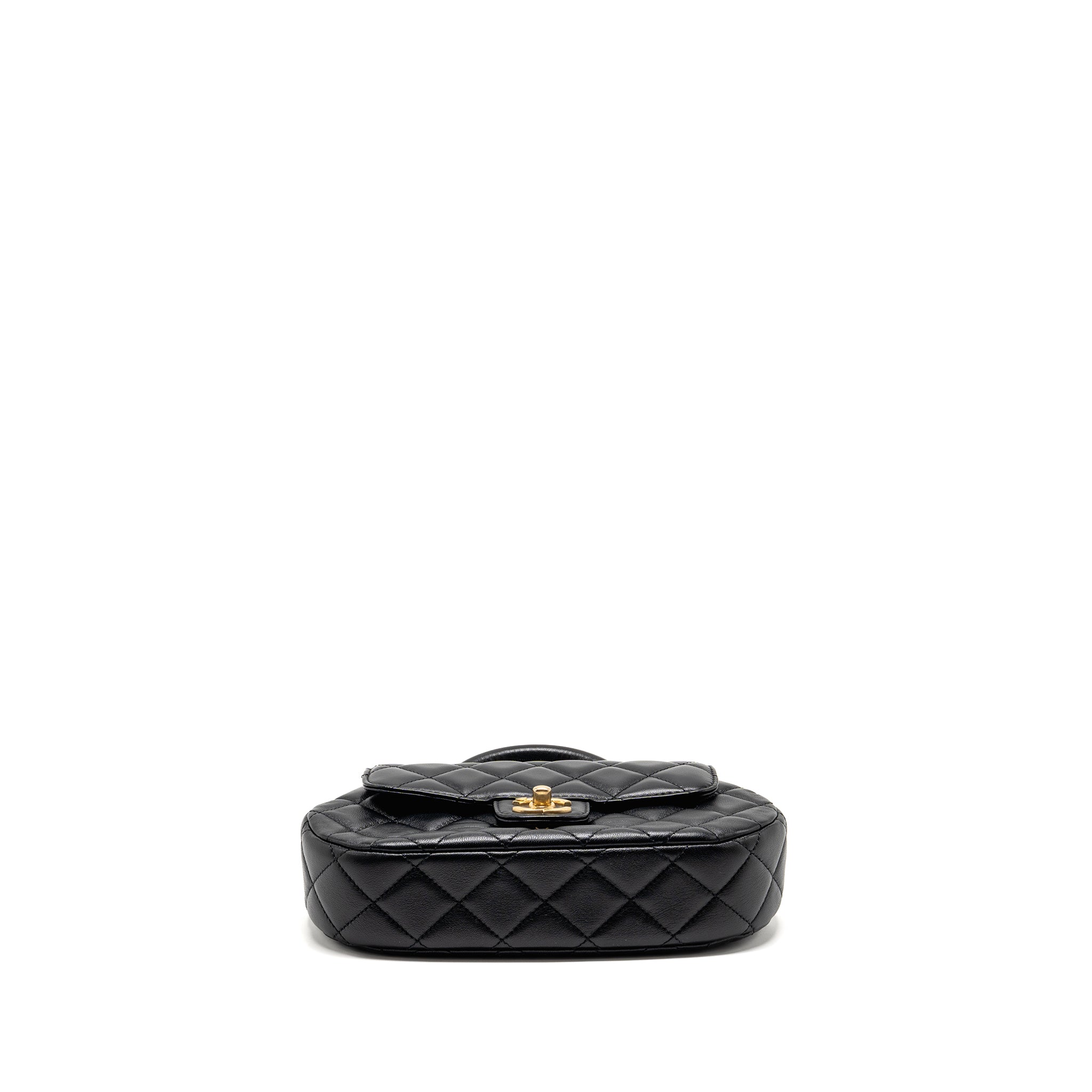 CHANEL 24C TOP HANDLE FLAP BAG QUILTED LAMBSKIN BLACK GHW (MICROCHIP)