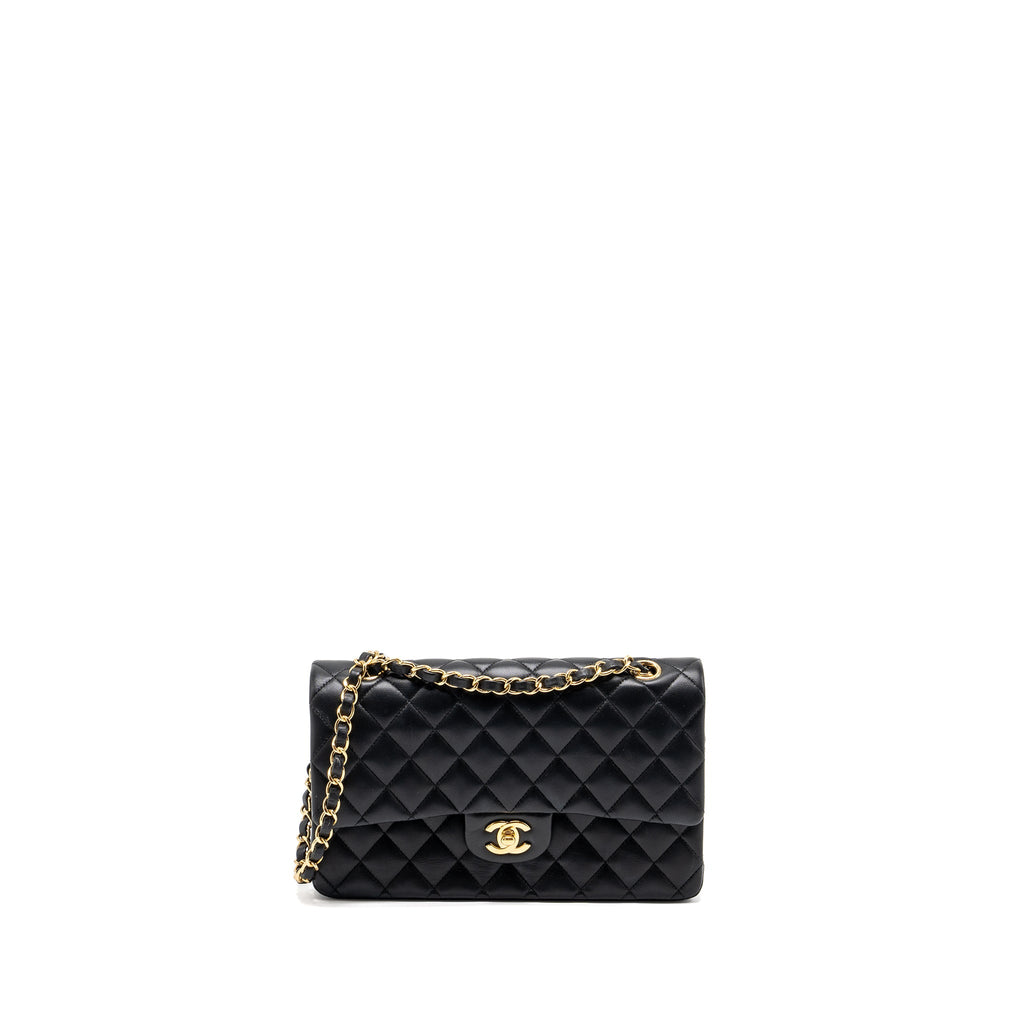 CHANEL MEDIUM CLASSIC DOUBLE FLAP BAG LAMBSKIN BLACK GHW