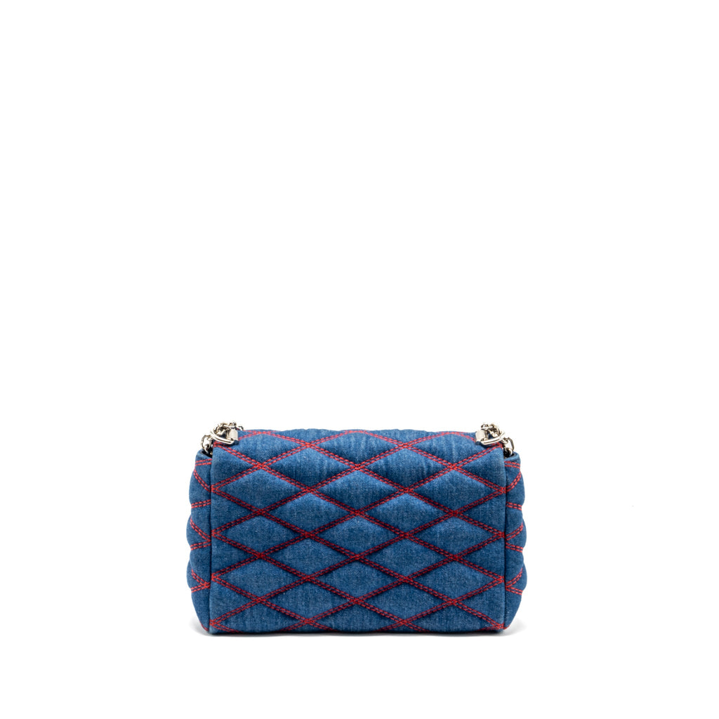 LOUIS VUITTON MALLETAHE GO-14 MM BAG DENIM/LEATHER BLUE/RED SHW