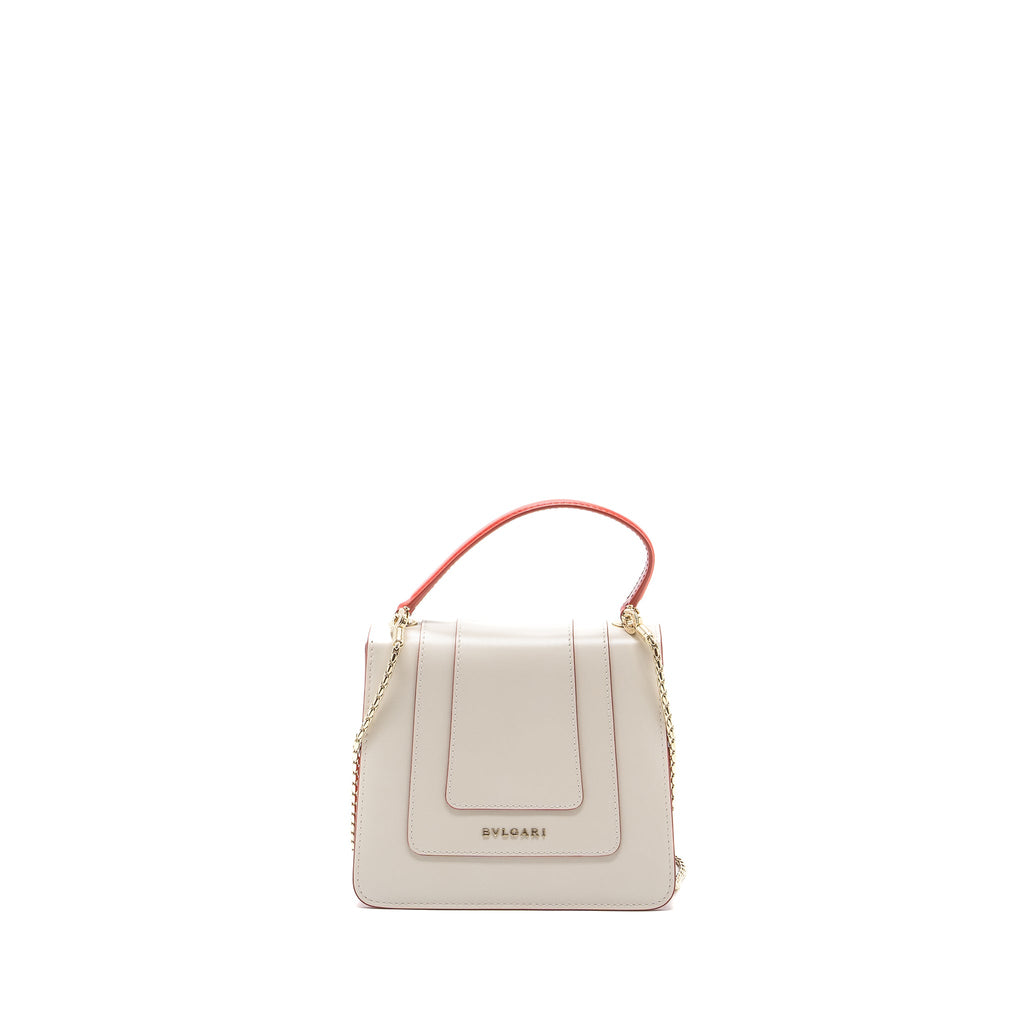 BVLGARI TOP HANDLE SERPENTI BAG CALFSKIN WHITE / RED LGHW