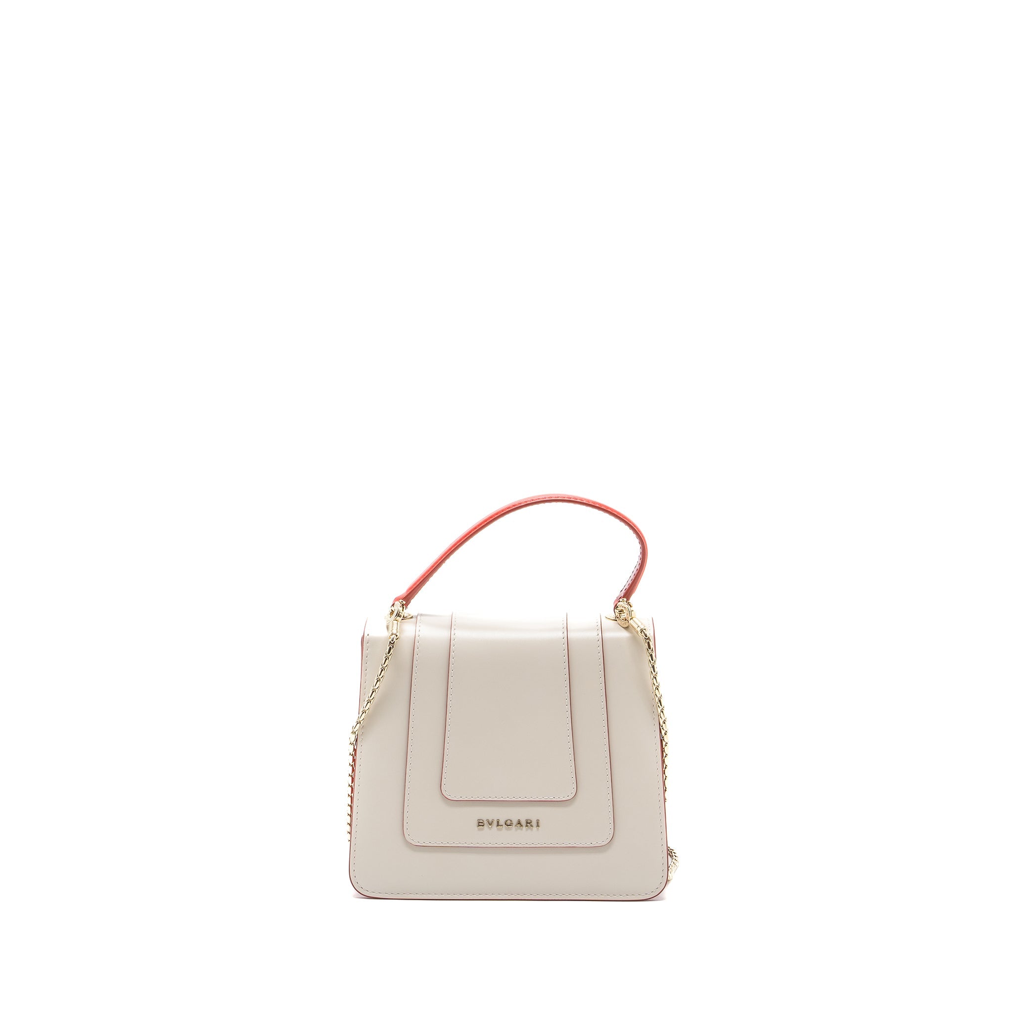 BVLGARI TOP HANDLE SERPENTI BAG CALFSKIN WHITE / RED LGHW