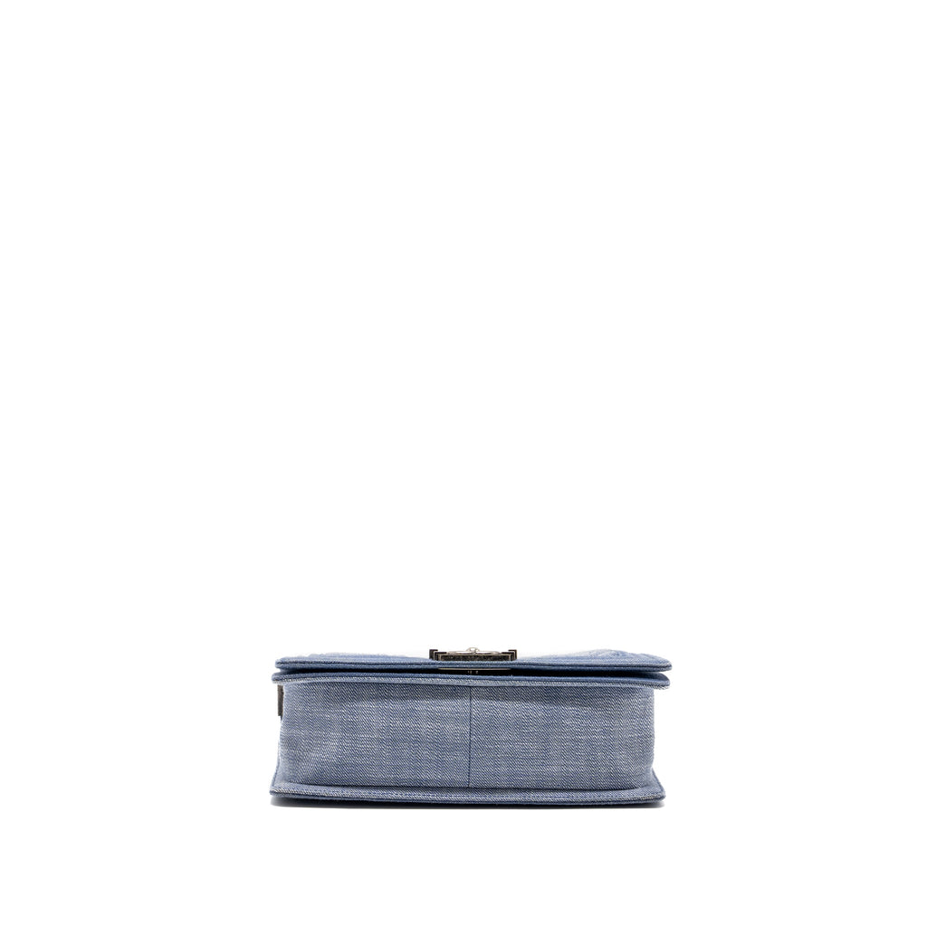 CHANEL MEDIUM BOY BAG DENIM BLUE RUTHENIUM SILVER HARDWARE