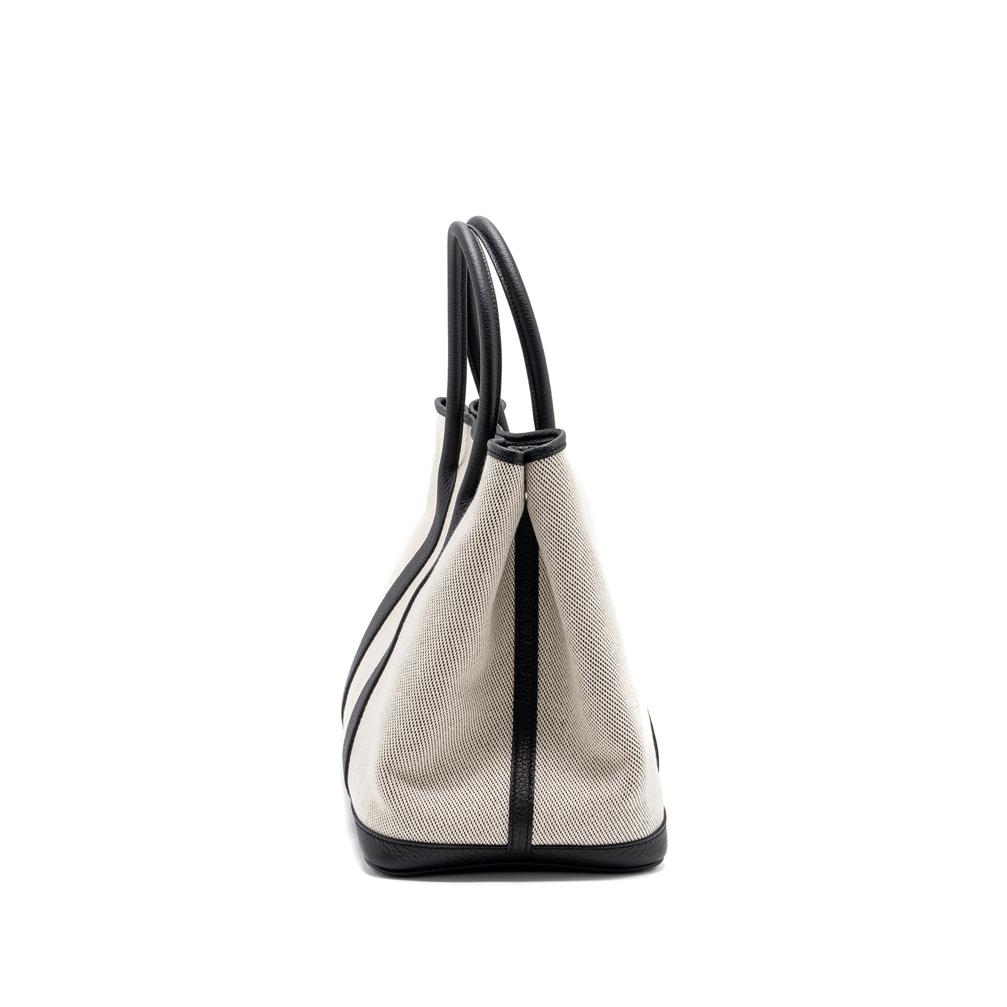 HERMES GARDEN PARTY 36 CANVAS/ LEATHER BLACK / WHITE SHW