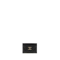 CHANEL DETAIL CC LOGO CARD HOLDER CAVIAR BLACK LGHW(MICROCHIP)