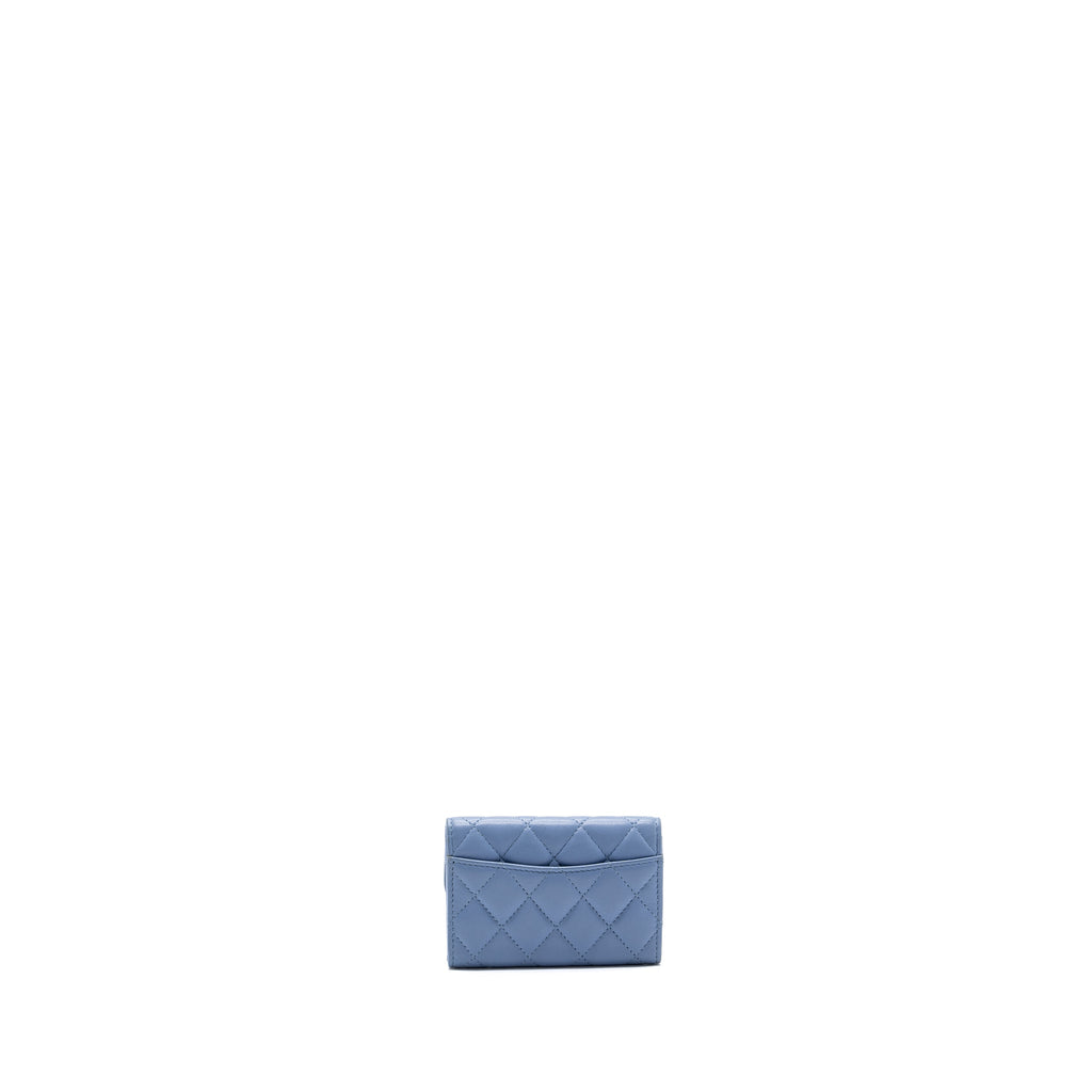 CHANEL CLASSIC FLAP CARD HOLDER LAMBSKIN LIGHT BLUE LGHW