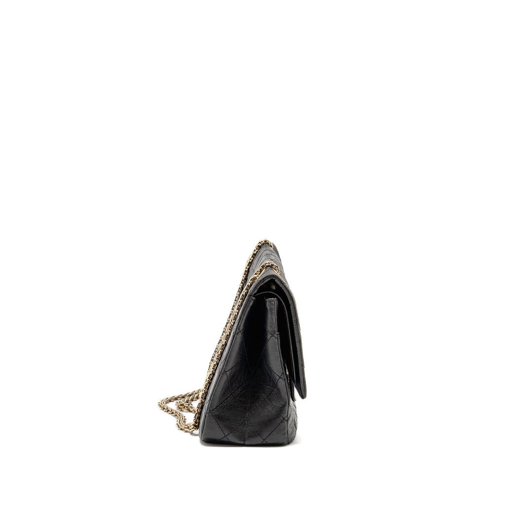 CHANEL 2.55 227 REISSUE MAXI FLAP BAG AGED CALFSKIN BLACK LGHW