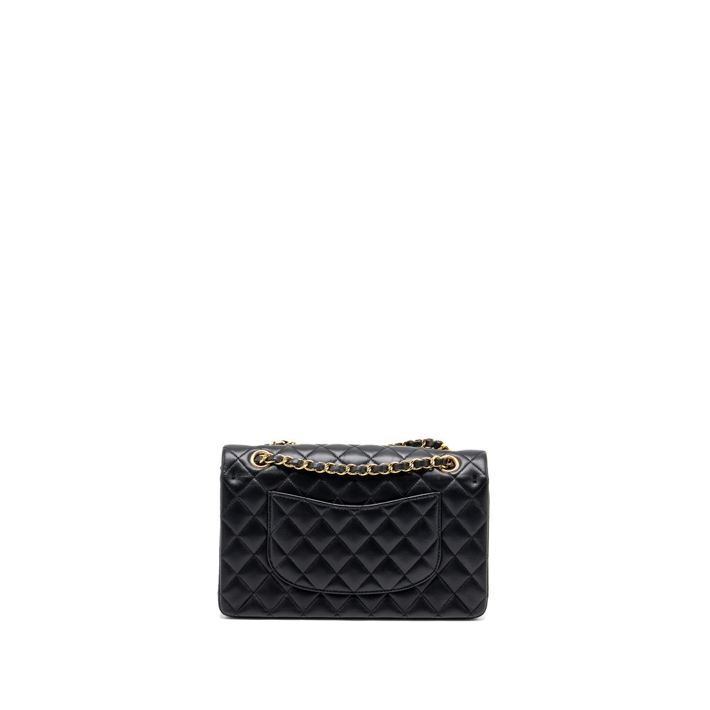 CHANEL MEDIUM CLASSIC DOUBLE FLAP BAG LAMBSKIN BLACK GHW