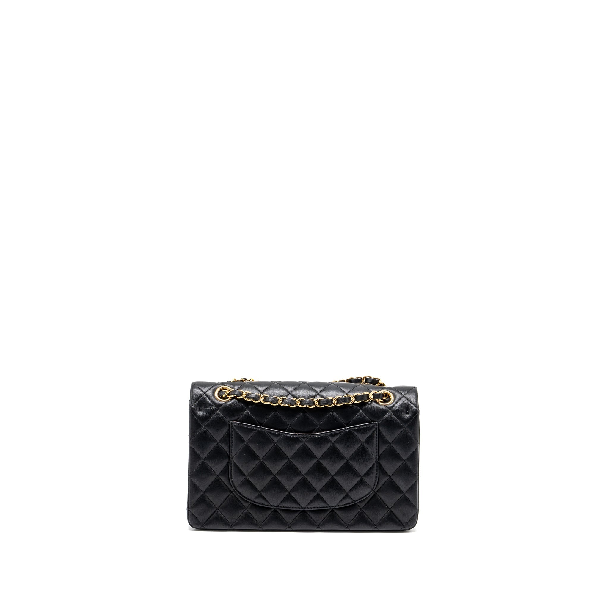 CHANEL MEDIUM CLASSIC DOUBLE FLAP BAG LAMBSKIN BLACK GHW