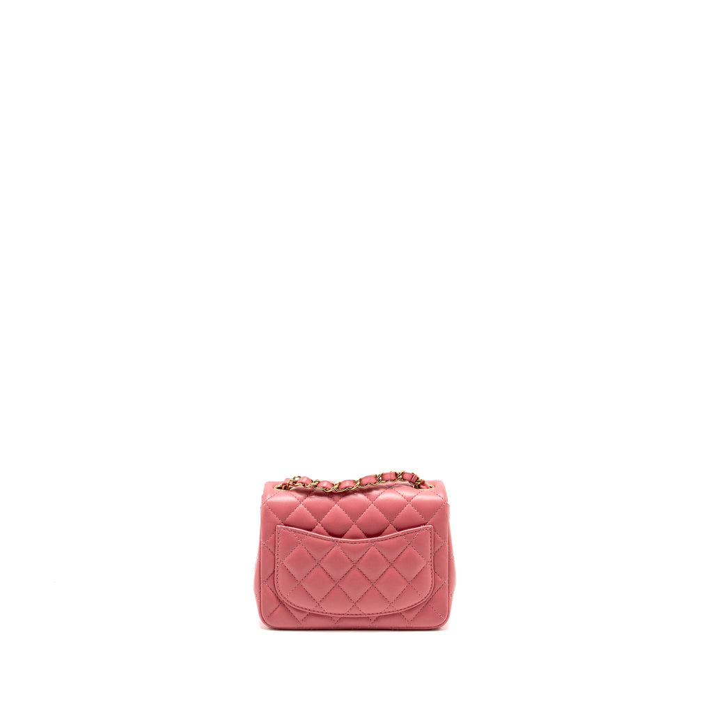 CHANEL MINI SQUARE FLAP BAG LAMBSKIN PINK LGHW (MICROCHIP)