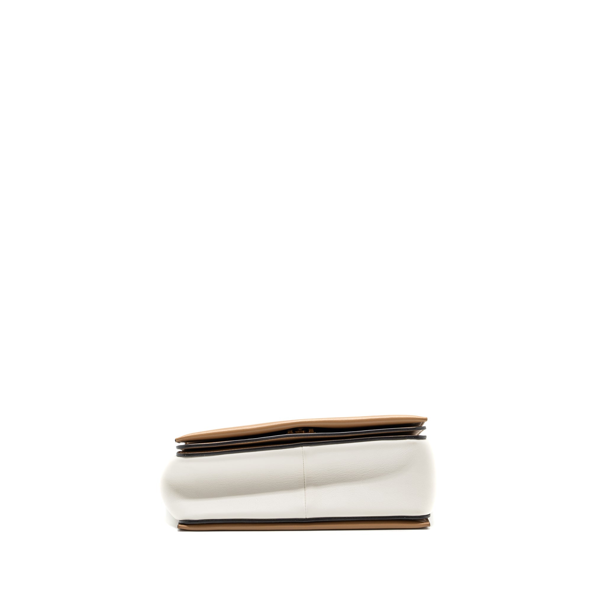 CELINE FRAME BAG CALFSKIN WHITE/BROWN GHW