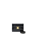 CELINE TRIOMPHE FLAP WALLET WITH STRAP CALFSKIN BLACK GHW