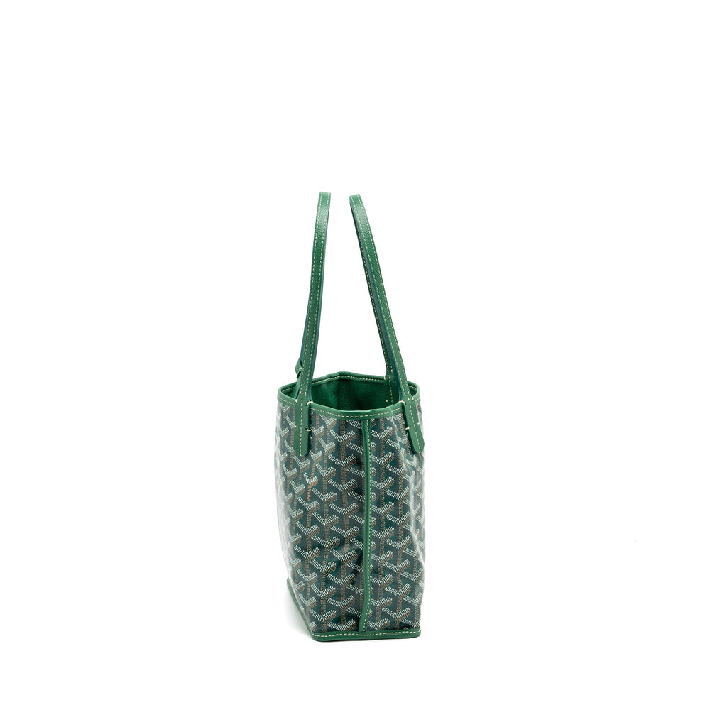GOYARD MINI ANJOU TOTE BAG GOYARDLINE CANVAS / LEATHER GREEN SHW