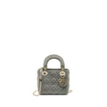 DIOR MINI LADY DIOR VELVET LIGHT GREY LGHW