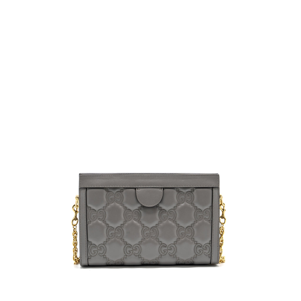 GUCCI CHAIN CROSSBODY BAG CALFSKIN GREY LGHW