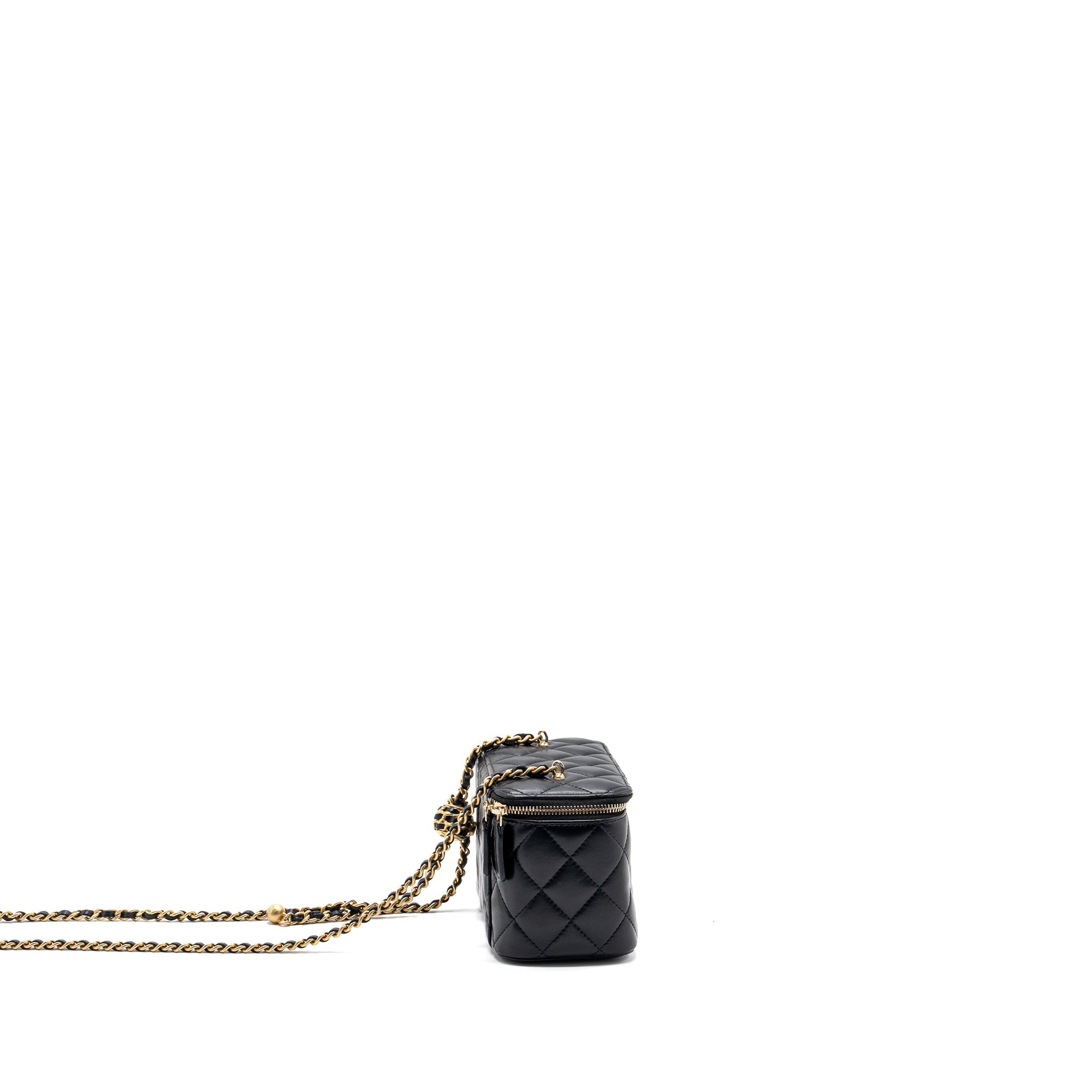 CHANEL PEARL CRUSH LONG VANITY CASE LAMBSKIN BLACK GHW