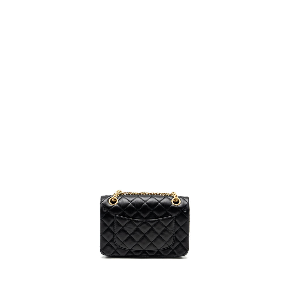 CHANEL MINI 2.55 REISSUE AGED CALFSKIN BLACK GHW (MICROCHIP)