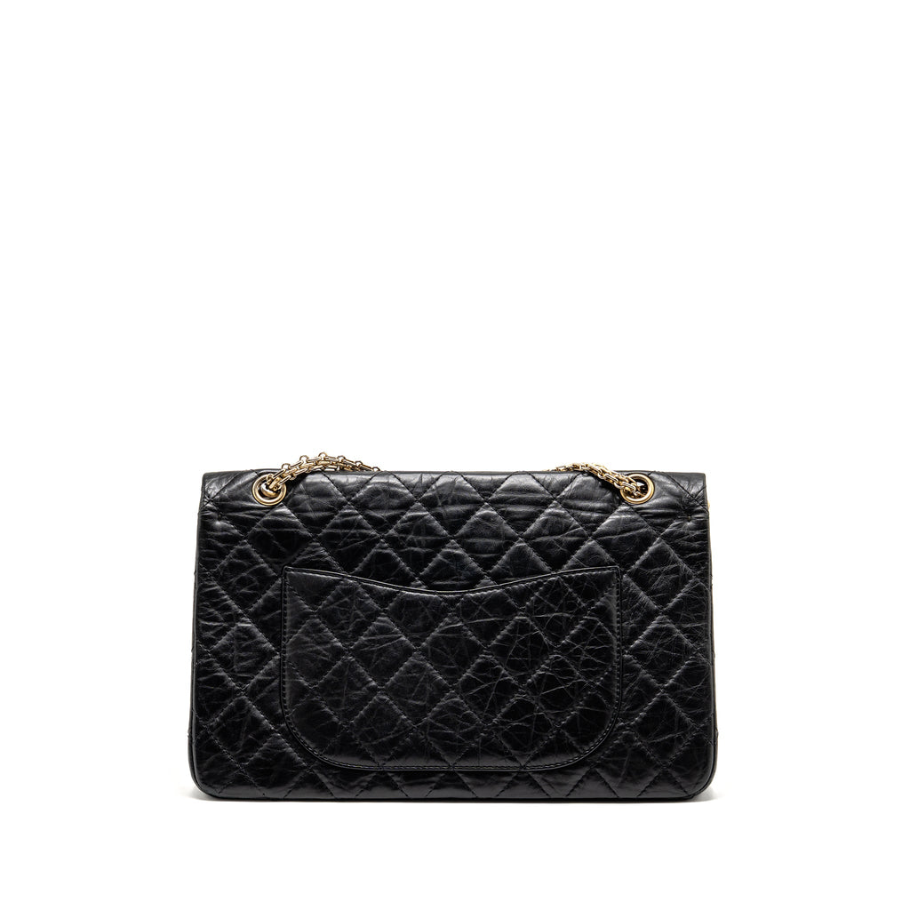 CHANEL 2.55 227 REISSUE MAXI FLAP BAG AGED CALFSKIN BLACK LGHW