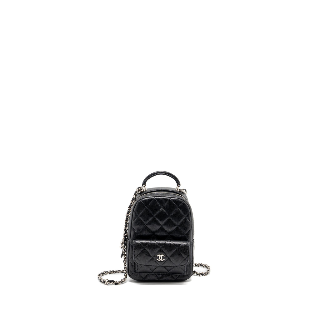 CHANEL 24C MINI BACKPACK/CROSSBODY BAG CAVIAR BLACK SHW(MICROCHIP)