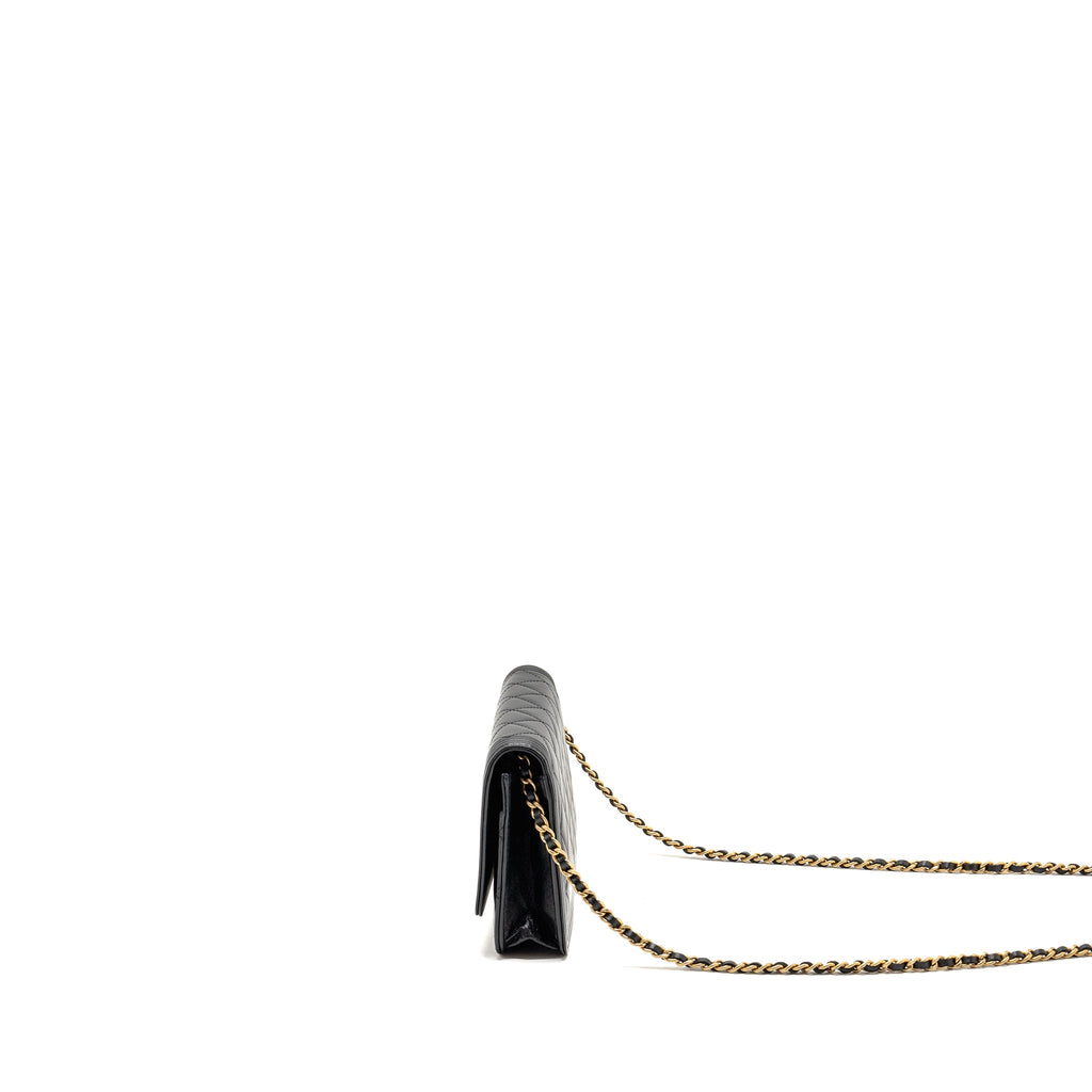 CHANEL BOY WALLET ON CHAIN LAMBSKIN BLACK GHW