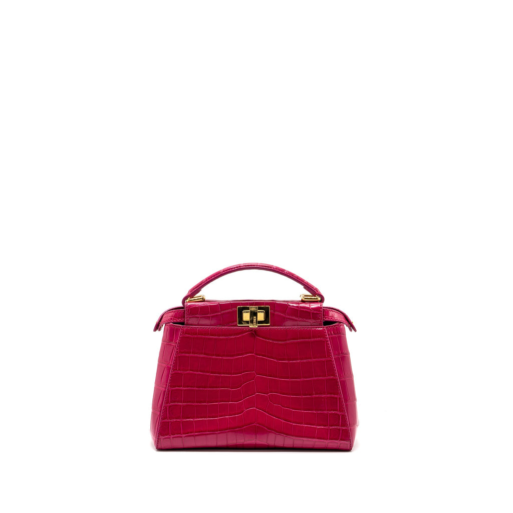 FENDI MINI PEEKABOO BAG CROCODILE PINK GHW
