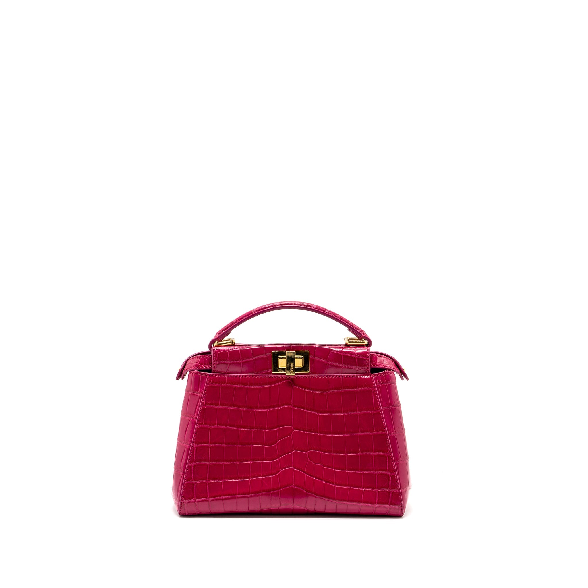 FENDI MINI PEEKABOO BAG CROCODILE PINK GHW