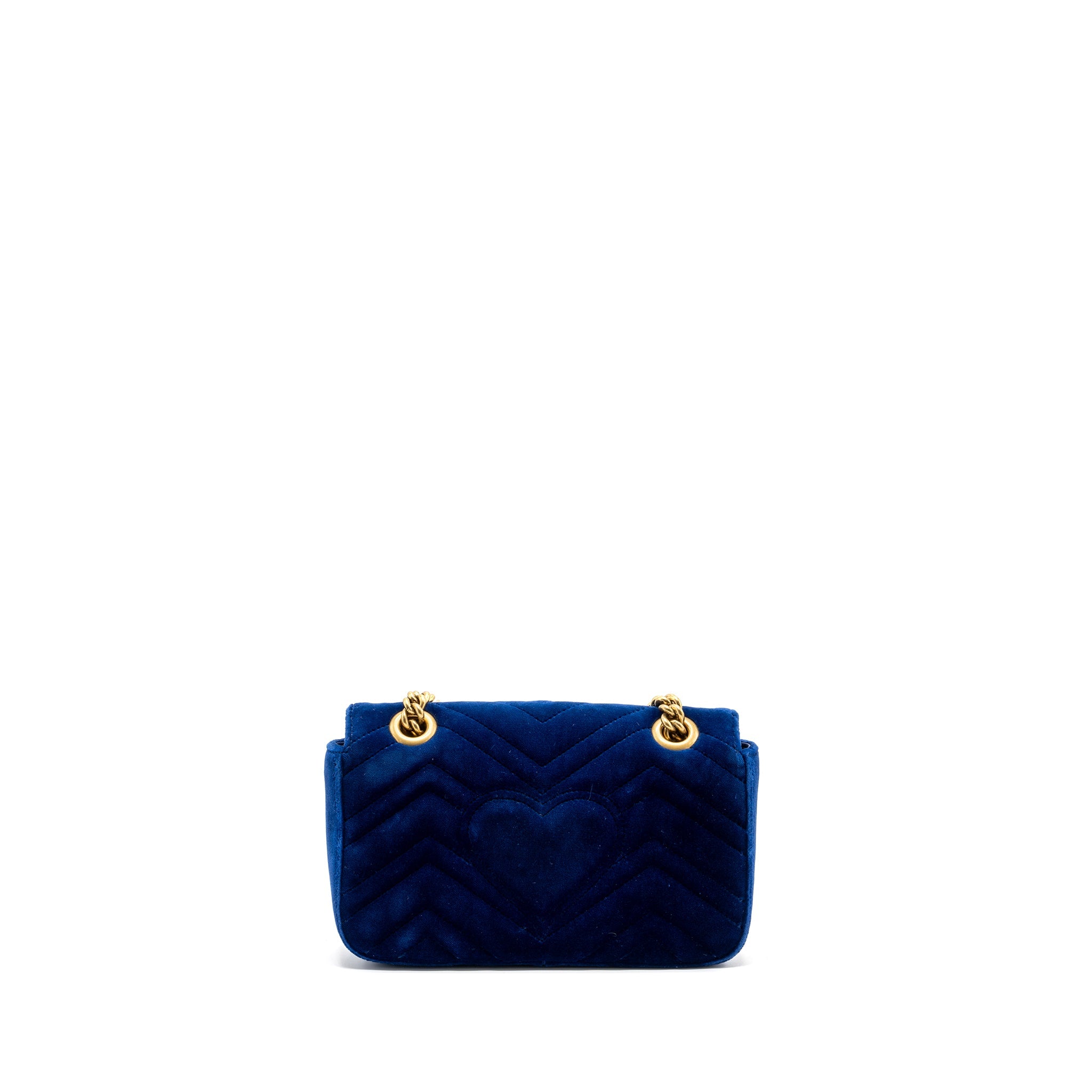 GUCCI SMALL GG MARMONT BAG VELVET BLUE GHW