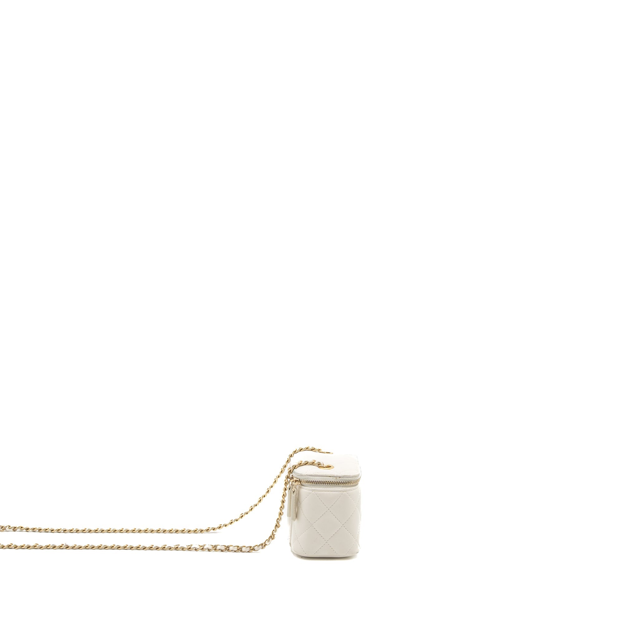 CHANEL PEARL CRUSH MINI VANITY LAMBSKIN WHITE BRUSHED GHW