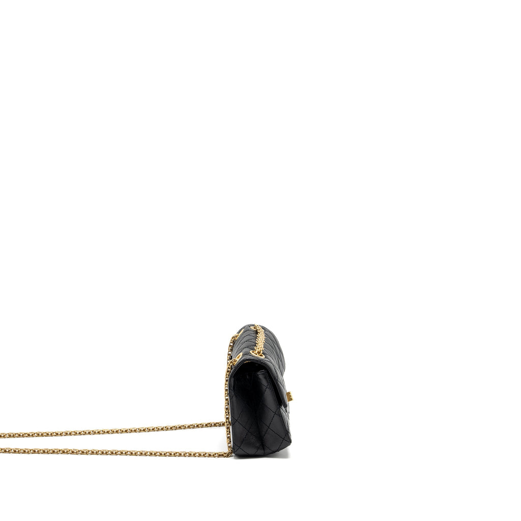 CHANEL MINI 2.55 REISSUE AGED CALFSKIN BLACK GHW (MICROCHIP)