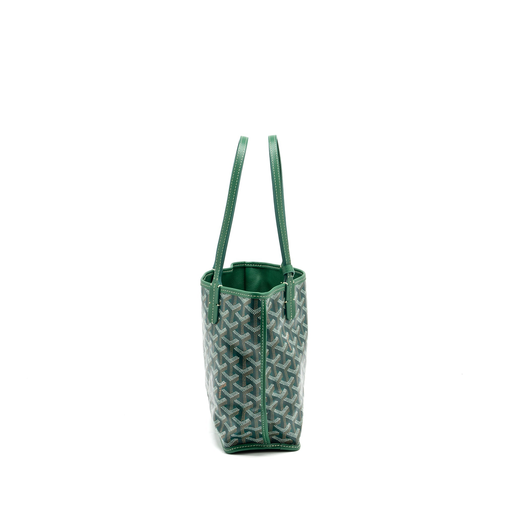 GOYARD MINI ANJOU TOTE BAG GOYARDLINE CANVAS / LEATHER GREEN SHW