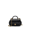 CHANEL 24C TOP HANDLE FLAP BAG QUILTED LAMBSKIN BLACK GHW (MICROCHIP)