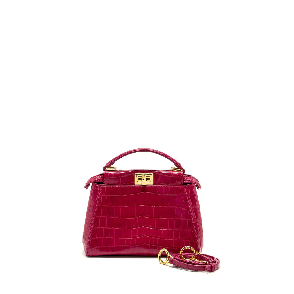 FENDI MINI PEEKABOO BAG CROCODILE PINK GHW