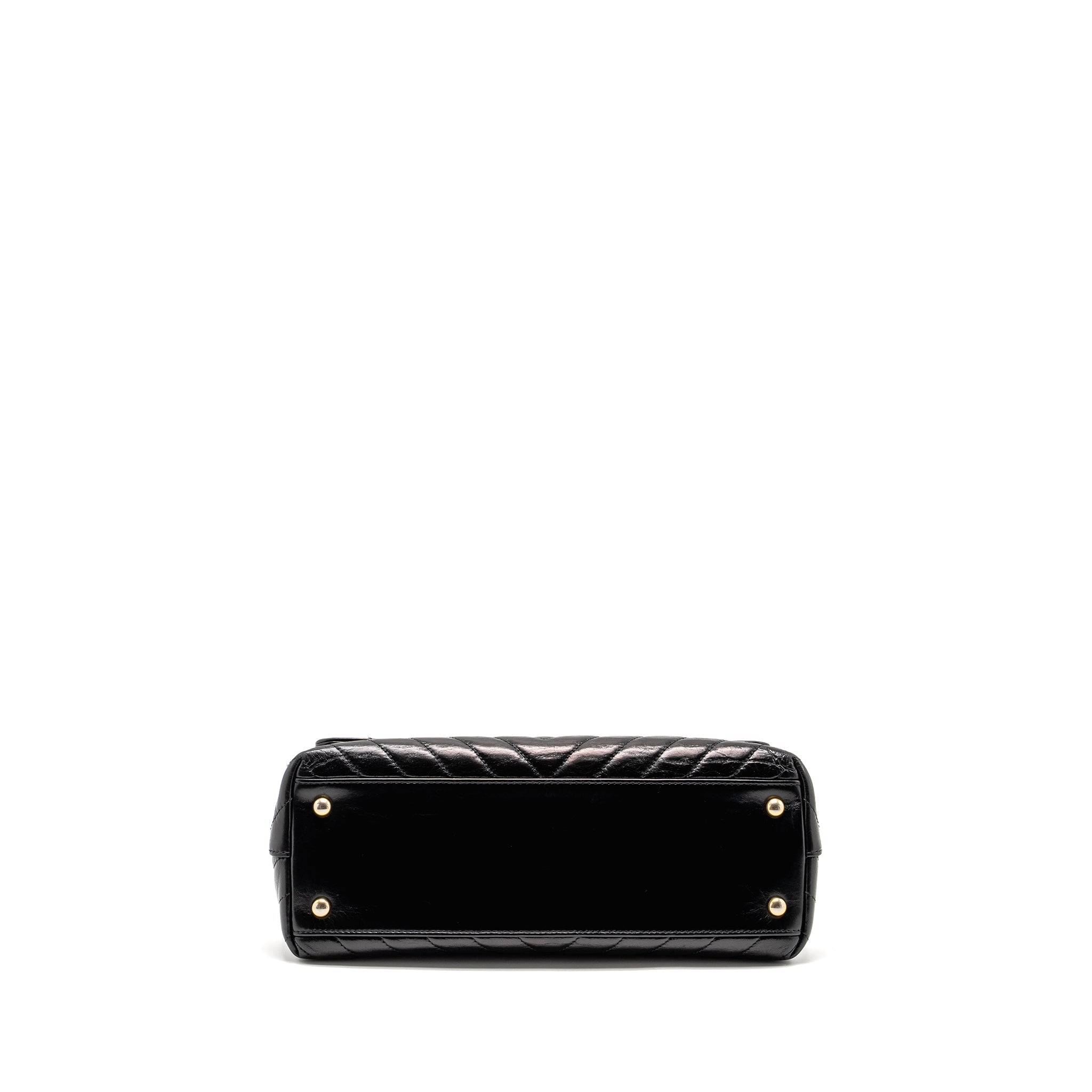 CHANEL MEDIUM COCO HANDLE CHEVRON CALFSKIN BLACK GHW