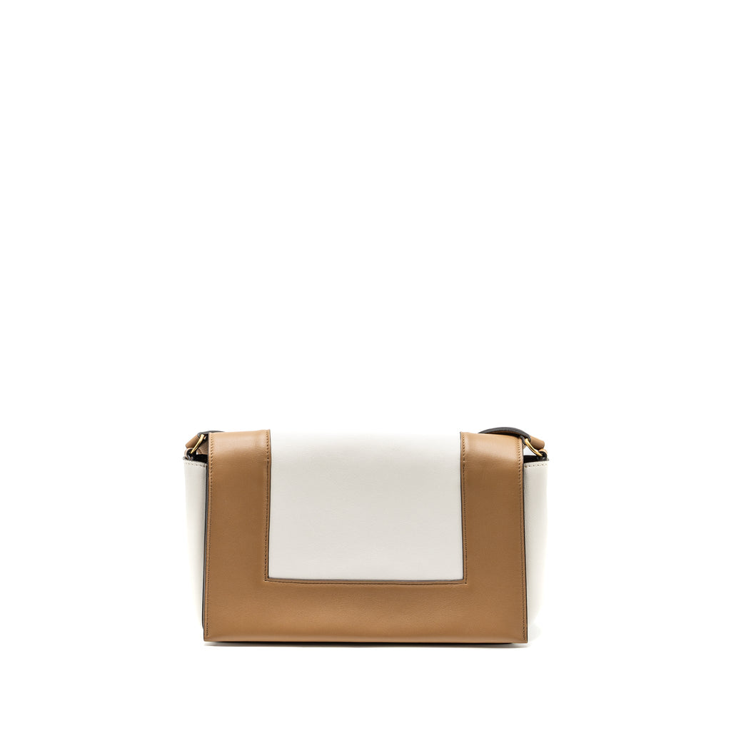 CELINE FRAME BAG CALFSKIN WHITE/BROWN GHW