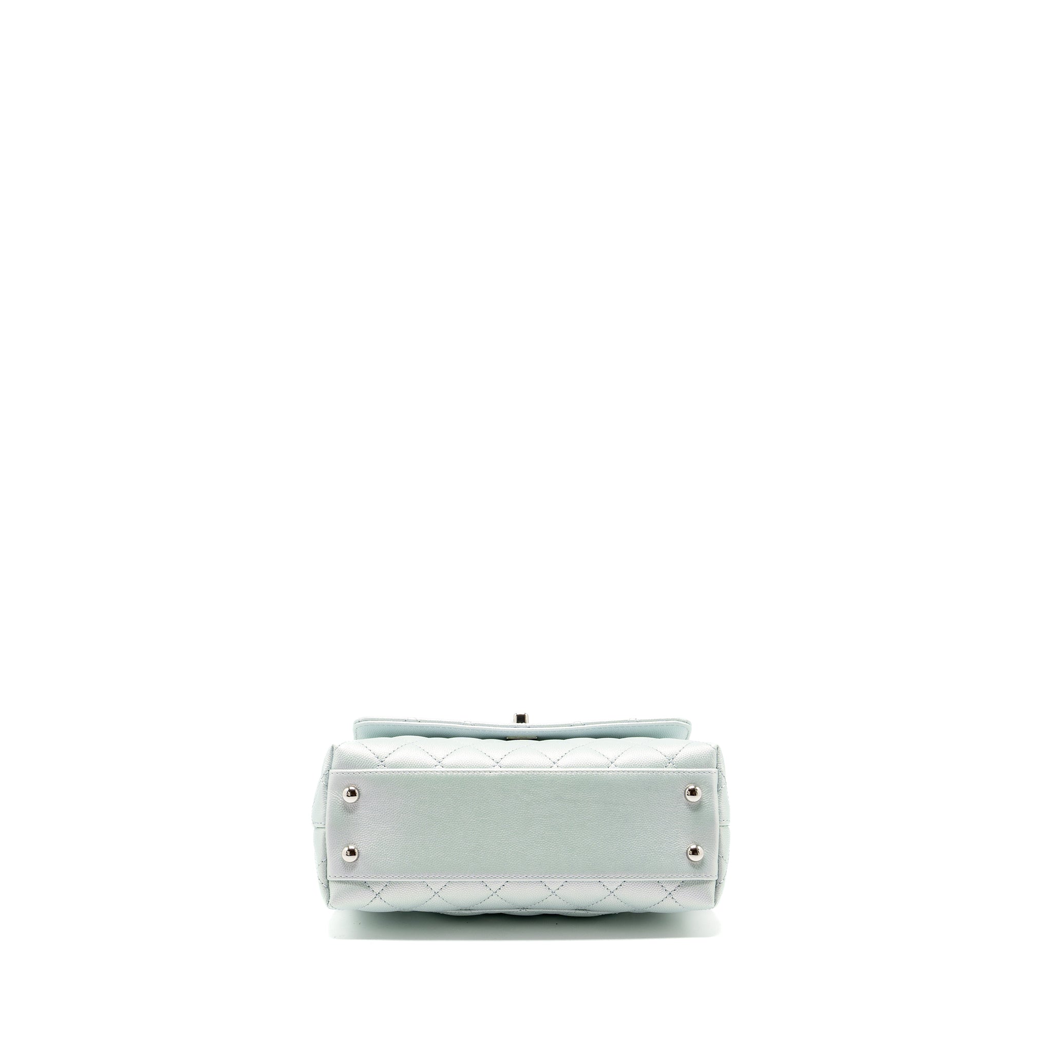 CHANEL SMALL COCO HANDLE CAVIAR IRIDESCENT LIGHT BLUE MULTICOLOUR HARDWARE (MICROCHIP)