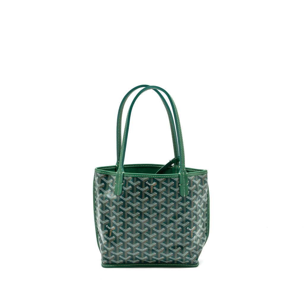 GOYARD MINI ANJOU TOTE BAG GOYARDLINE CANVAS / LEATHER GREEN SHW