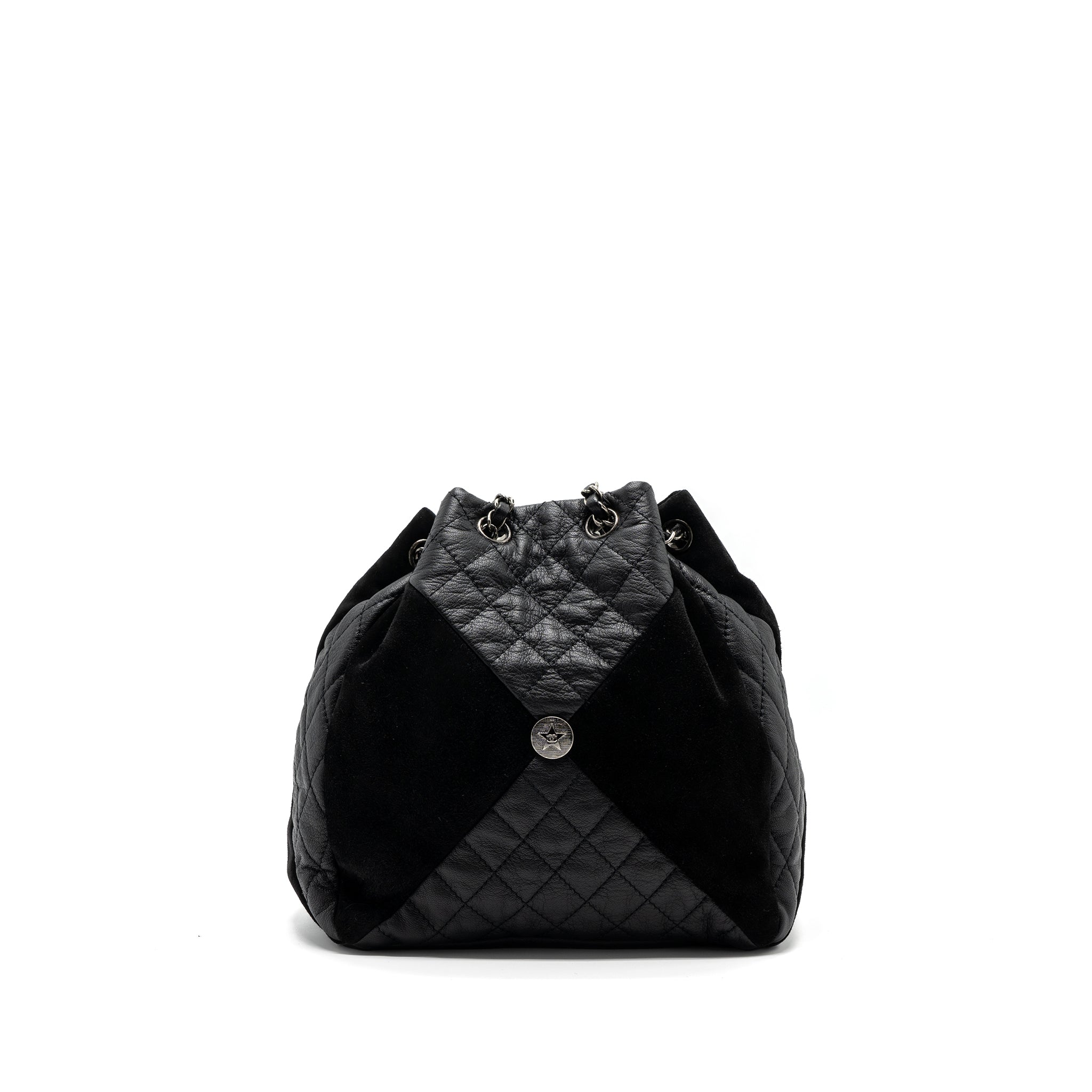 CHANEL BUCKET BAG GOATSKIN/SUE CALFSKIN BLACK SHW