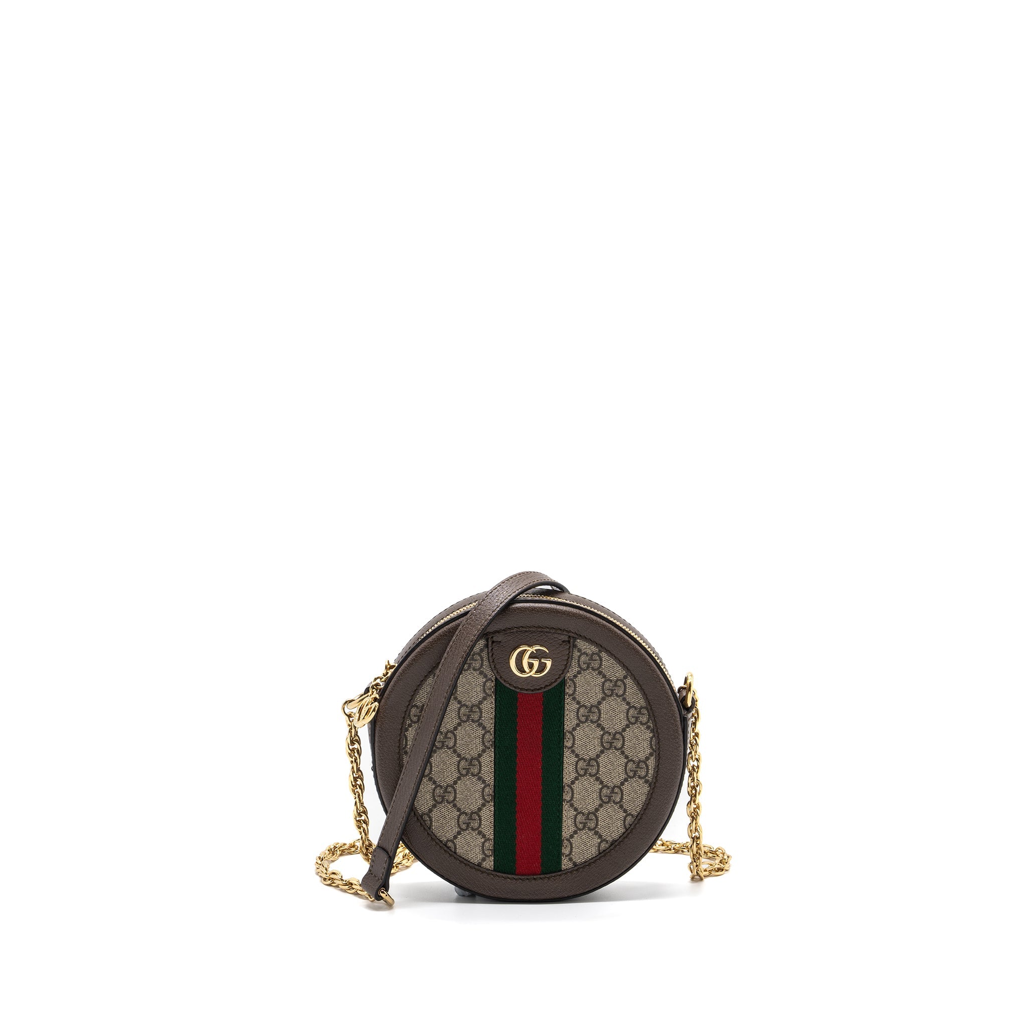 GUCCI MINI OPHIDIA GG ROUND SHOULDER BAG GG SUPREME CANVAS GHW