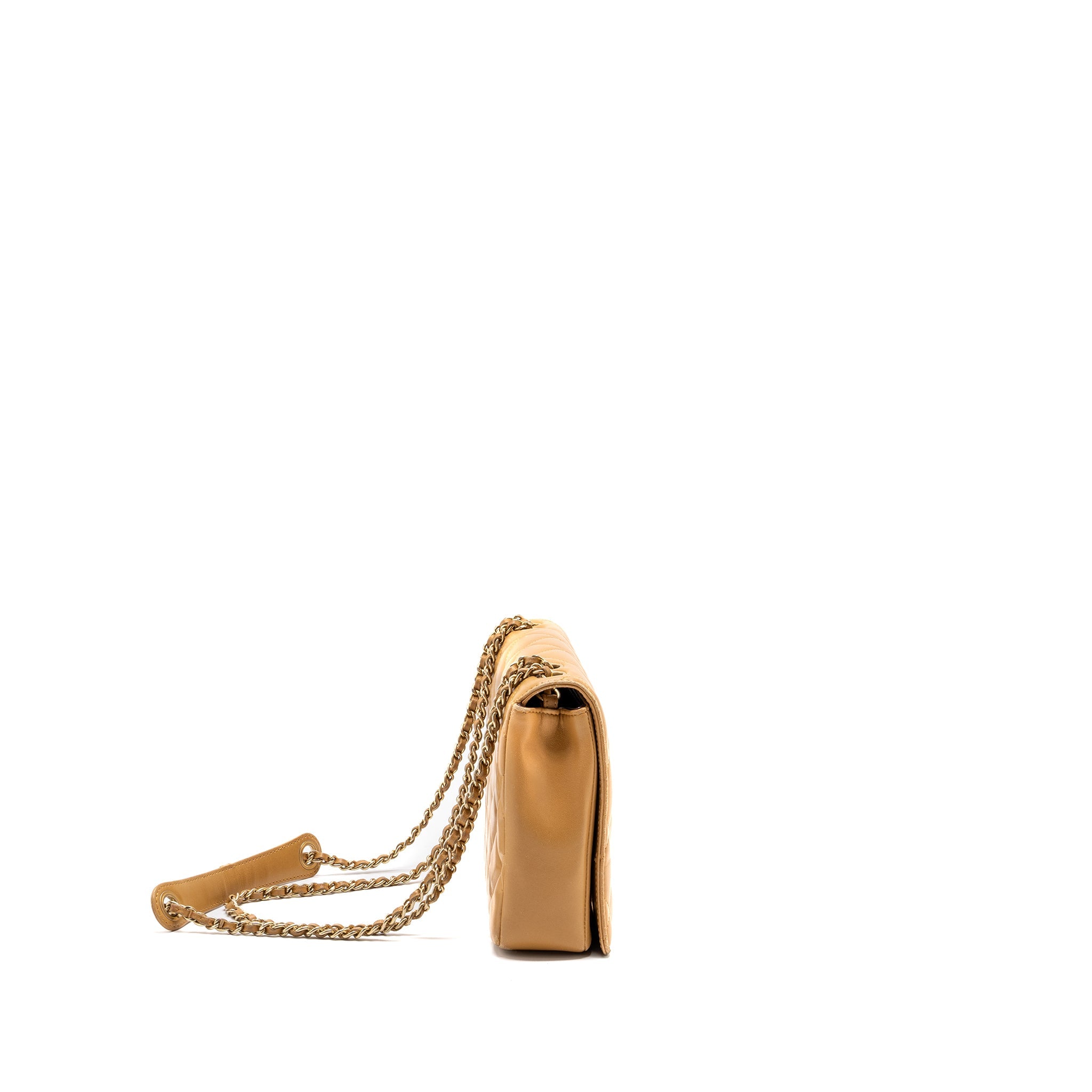 CHANEL QUILTED FLAP BAG LAMBSKIN BEIGE GHW