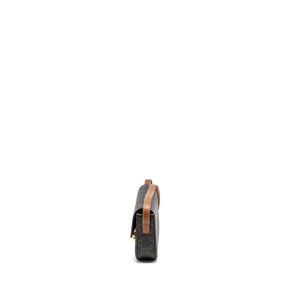 CELINE TRIOMPHE SHOUDER BAG TRIOMPHE CANVAS / CALFSKIN TAN GHW