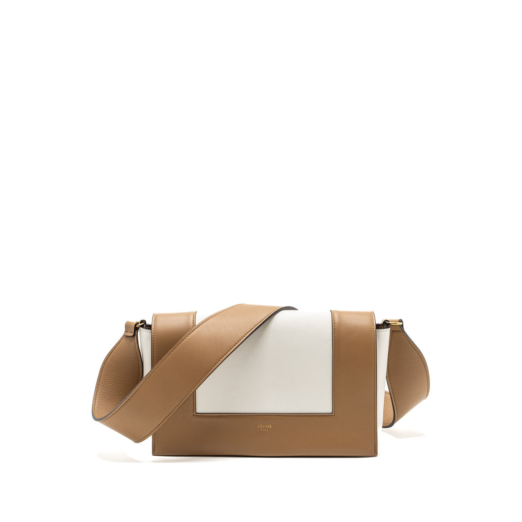 CELINE FRAME BAG CALFSKIN WHITE/BROWN GHW